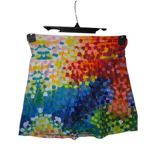 JUST LIVE Women's Athletic Skort Size Large Rainbow Dot Print‎ Pickleball Tennis